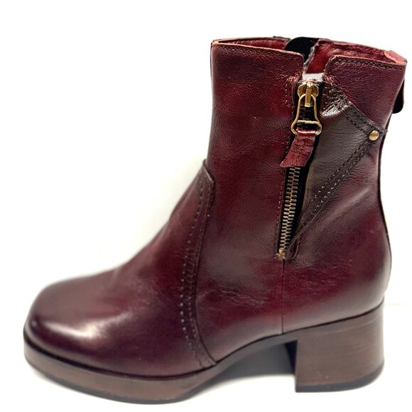 MIZ MOOZ SOFT LEATHER BOOTS SIDE ZIP WINE 37EU / 7US NEW Z-127 - Picture 5 of 5